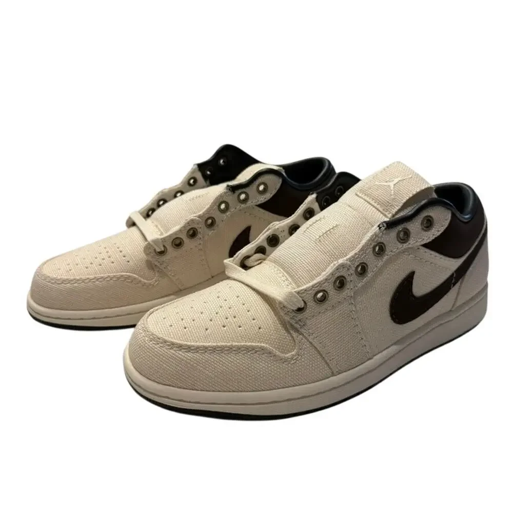 Jordan 1 Low Premium Men Sneaker in Pale Ivory Off Noir Baroque Brown, Size 8